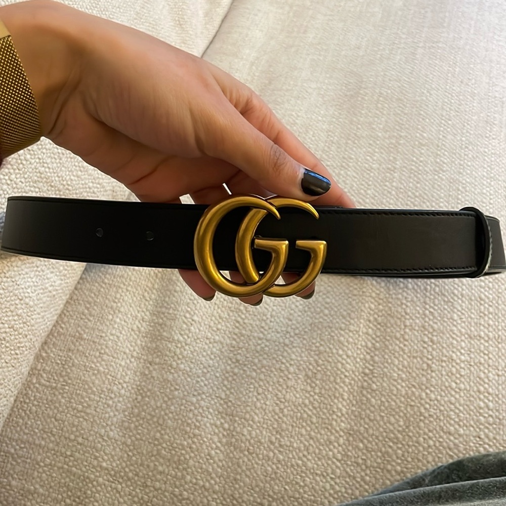 Gucci Black Belt with brass hardware
